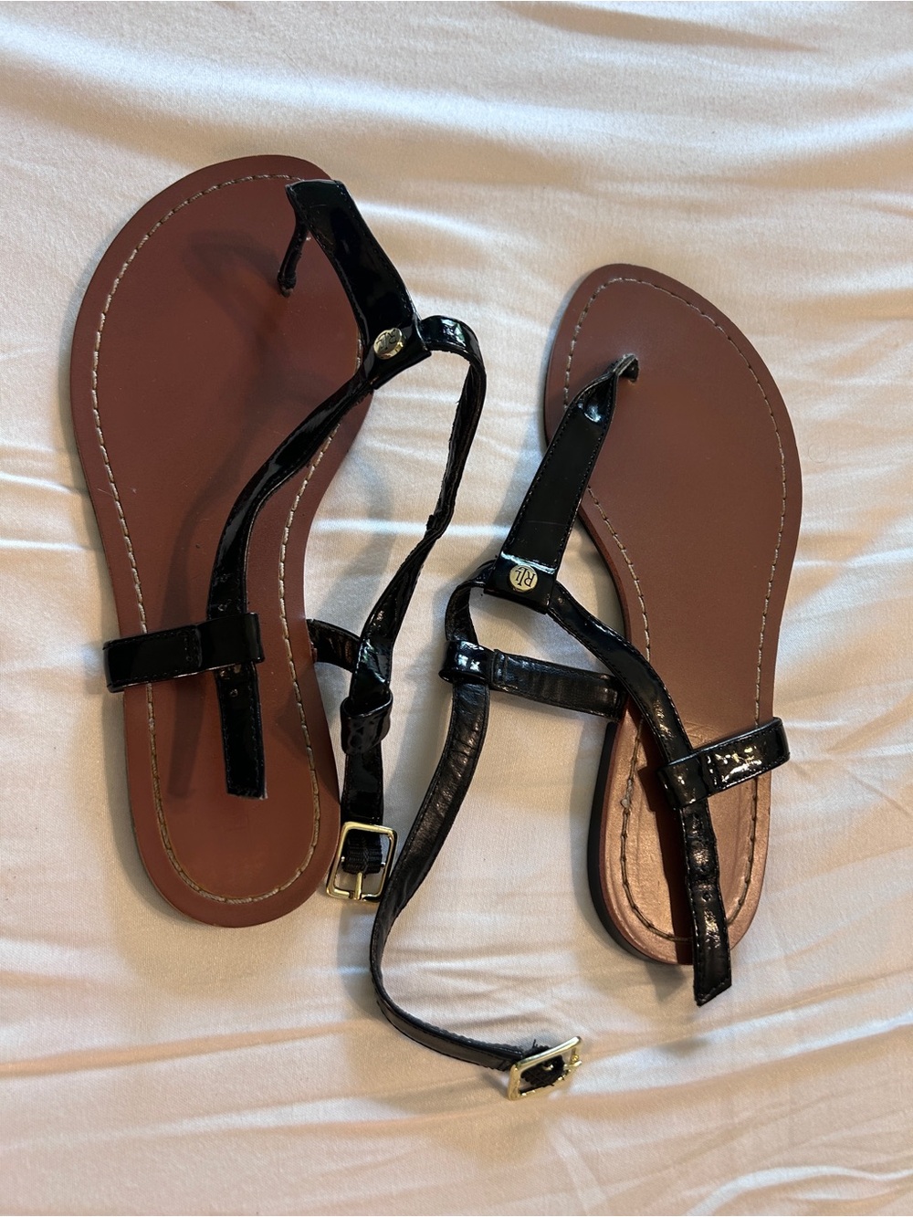 Ralph Lauren Black Patent Leather Sandal